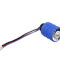 Super Hot Turbofan Fan Motor With 7.4V Brushless DC Engine Chilling Electronics Fast At 80K RPM Metal Duct, blue motor view with wires.