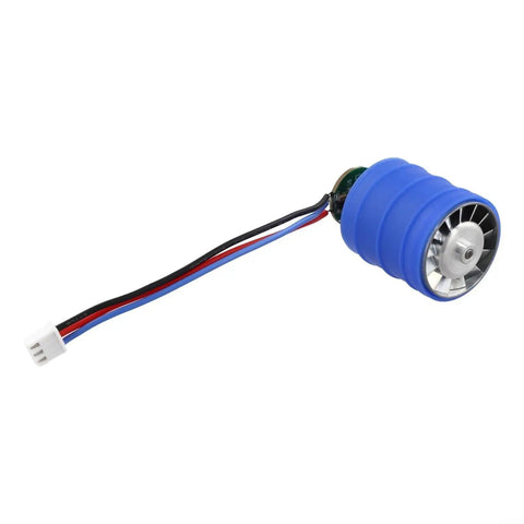 Super Hot Turbofan Fan Motor With 7.4V Brushless DC Engine Chilling Electronics Fast At 80K RPM Metal Duct, blue motor view with wires.