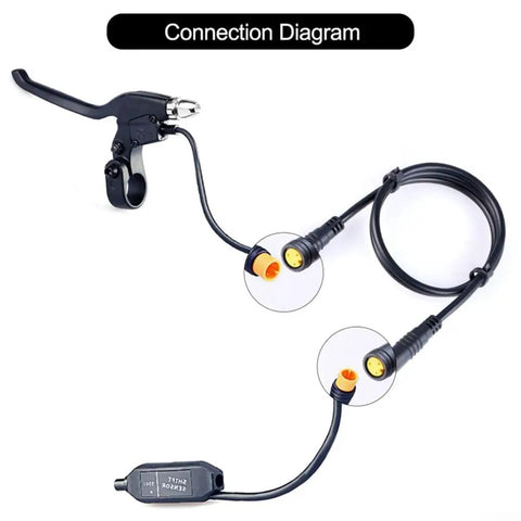 Connection diagram for Top Tier 3 Pin Ebike Extension Cable Extender For Bafang Throttle And Brake Sensors 57cm Long Wire With Pure Copper Cores Gold Plated Contacts Built Tough, showing throttle and sensor connectors