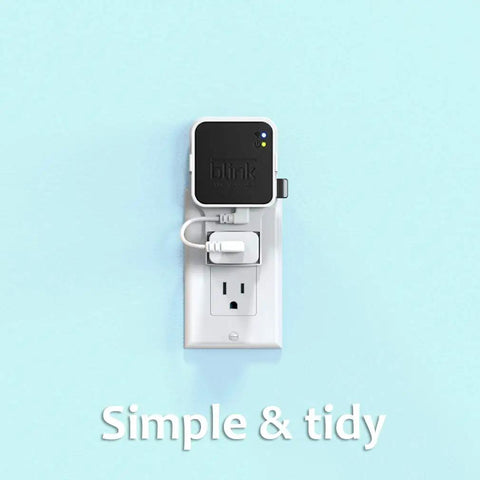 256GB USB Flash Drive With Outlet Wall Mount For Sync Module 2 plugged into wall with tidy cable management