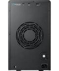 Back view of an 80TB External RAID Drive with cooling fan and connectivity ports, designed for fast data transfers.
