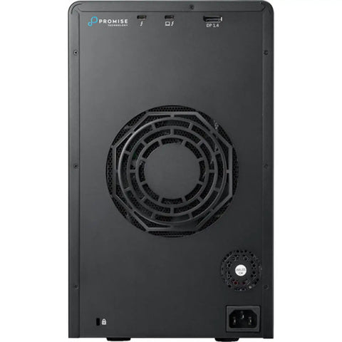 Back view of an 80TB External RAID Drive with cooling fan and connectivity ports, designed for fast data transfers.