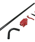 No Gimmicks Real Deal Heavy Duty Manual Rotary Hand Pump parts including black and red components, suitable for diesel gasoline and kerosene.