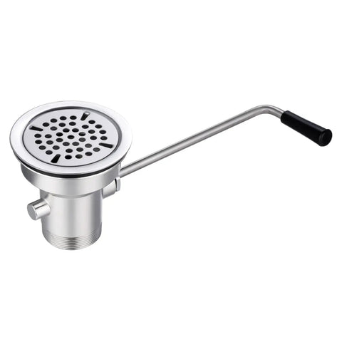 Three And A Half Inch Commercial Sink Drain With Twist Lever Handle For Restaurant Two Thirds Compartment Sink Waste Drain Valve Without Overflow Inlet