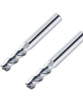 Two Beast Mode 3 Flute Tungsten Carbide End Mills for Aluminum CNC, R0.5 Radius, D4mm, L50mm, metalworking tools.