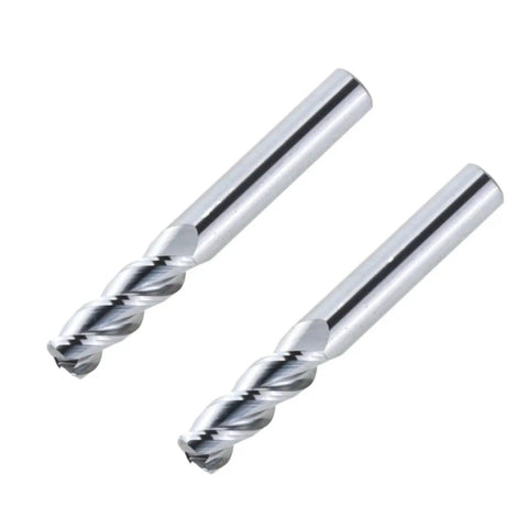Two Beast Mode 3 Flute Tungsten Carbide End Mills for Aluminum CNC, R0.5 Radius, D4mm, L50mm, metalworking tools.
