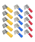 Super Cool Piggyback Spade Connectors For Quick 1 To 2 Wire Splits Easy Heat Shrink Terminals Waterproof Adhesive Line Fit 22 To 10 AWG Perfect For Cars Boats And Bikes No Solder Needed Reliable Electrical Repair Kit, red blue yellow