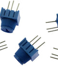 Image of 10K Trimmer Potentiometer Set With Knobs For Arduino, Five Pack, Rotary Adjustable Pot, Linear 0.5W, 3 Terminals, Blue Housing