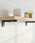 Sturdy Black L Shaped Shelf Bracket For Floating Shelves Wall Mount Hardware Made From Cold Rolled Steel supporting kitchen shelf