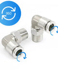 Heavy Duty 304 Stainless Steel 90 Degree Elbow Fittings, 1/4 Inch Tube OD To 1/2 Inch NPT Thread, Push-To-Connect Air Fittings, 2 Pack