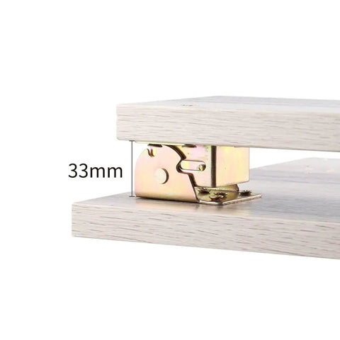 Built Tough Black Folding Table Hinge Featuring Automatic Self Locking Brackets For Heavy Duty Sofa Beds And Coffee Tables Zero To Ninety Pivot Galvanized Steel Hardware Kit shown on a wooden surface at 33mm height.