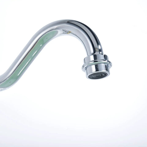 Vintage Tub Faucet Wall Mount 3 Hole 8 Inch Center Chrome Finish Solid Brass Construction Drip Free One Quarter Turn Ceramic Disc Cartridge 9.6 Inch Spout Reach Retro Bath Upgrade close-up