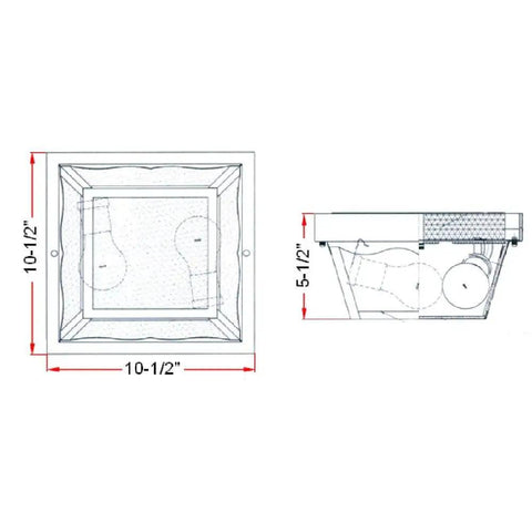 Old School 2 Light Ceiling Light With Frosted Glass For Indoor Or Outdoor Use Dimmable Fixture dimensions diagram