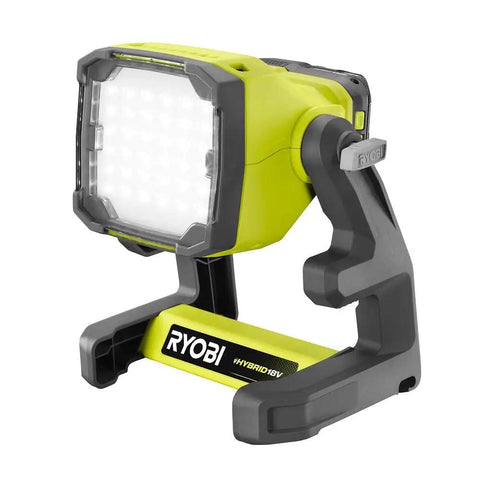 One Plus 18V Hybrid LED Flood Light Delivers 1,800 Lumens, Over 12 Hour Runtime With Battery, Hybrid Versatility Works