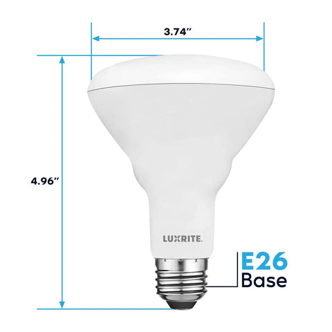 BR30 LED Flood Light Bulbs 65W Equivalent, 3000K Soft White, Dimmable, 650 Lumens, 8.5W, Energy Star, E26 Base dimensions