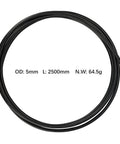 Bike hydraulic brake hose, 5mm OD, 2500mm length, black.