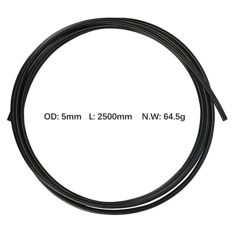 Bike hydraulic brake hose, 5mm OD, 2500mm length, black.