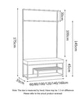 Heavy Duty Entryway Coat Rack With Shoe Storage Bench And Sturdy Hooks For Hallways dimensions sketch showing measurements and design details.