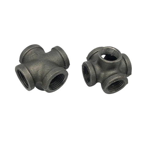 Two Five Pack Half Inch Pipe Fitting Outlet Cross Five Way Female Connectors For DIY Industrial Decor