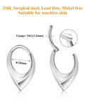 Thick V Shaped 16G Septum Ring 8mm Gold 316L Surgical Steel Puffed Hinged Teardrop Clicker Hoop