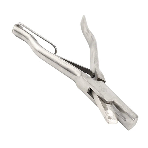 V Shape Pig Ear Mark Plier Stainless Steel Ear Notcher With Buckle For Cattle Sheep And Goats, ergonomic handles visible