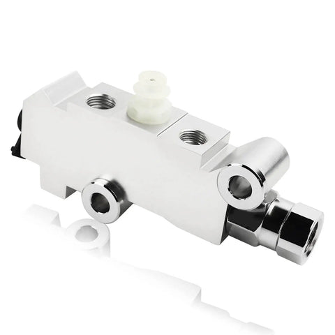 Universal Disc Drum Brake Proportioning Valve With Smooth Stopping Power For Heavy Duty Rides, chrome finish, hydraulic split line adapter