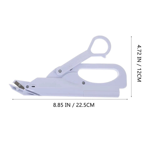 Electric Fabric Scissors Handheld Cutting Shears Cordless Multipurpose Sewing Tool For Quilting Tailor Work Portable White side view dimensions