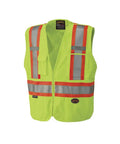 Men's High Visibility Tear Away Safety Vest With Full Mesh Back Class Two Reflective Tape Road Crew Favorite Construction Traffic Control Site Gear Yellow with four pockets.