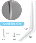 Rock Solid Heavy Duty White Shelf Brackets 10 Pack with 12" height and 10" length for sturdy storage solutions.