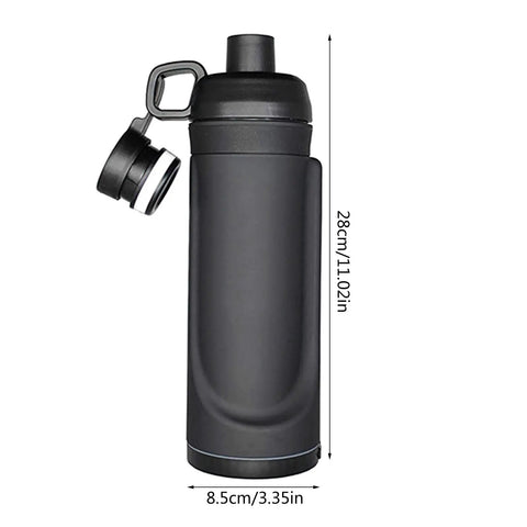 Black water bottle with hidden bottom compartment secret storage for cash keys cards travel gym beach outdoor use discreet dual purpose bottle