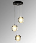 Raindrop Crystal Cluster Pendant Light With Bubble Orb Design 3 Light Hanging Fixture For Kitchen Island And Dining Room Modern Black Orb Chandeliers 9W showing three illuminated orbs with a black canopy
