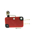 Micro Limit Switch With Short Roller Lever Arm SPDT Snap Action, 15A 250VAC, 1NO 1NC, 38x28x10mm, red and black housing