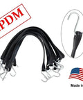21 Inch EPDM Tarp Bungee Straps 50 Pack Made In USA Heavy Duty Weather Resistant Tarp Straps With Galvanized Steel S Hooks