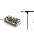 RP3 ELRS Nano Receiver For FPV Drones 2.4GHz ExpressLRS, compact module with antenna, dimensions 22mm x 13mm x 4mm, 79mm antenna