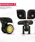 Universal Replacement Luggage Wheels With Silent Heavy Duty Rubber Casters for smooth 360 motion, shown with detailed size measurements.