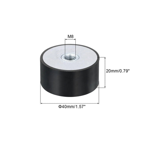 4 Piece Tough As Nails 40X20mm M8 Female Rubber Vibration Isolators for machine stability and shock absorption.
