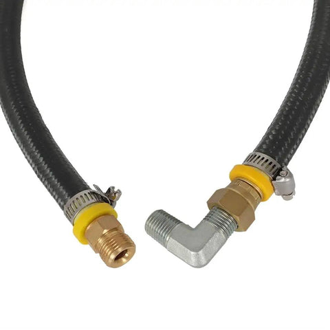 Hard Fuel Upgrade Kit For Trucks With 7.3 Idi And 6.9 Idi Diesel Engines To Boost Power And Efficiency By Routing Lines From Lift Pump Through Filter Directly To Injection Pump, black fuel hose with fittings