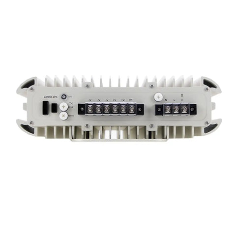 Rock Solid Heavy Duty Industrial LED Driver AC DC Power Supply 2300W 5.8A Metal Enclosure IP68 Waterproof PFC Converter rear view with connections.