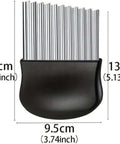 Crinkle cutter knife with stainless steel wavy blade and black guard, front view