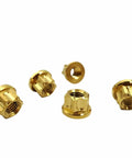 Beefy Aerospace Grade Titanium Nuts M6 M8 M10 M12 Hex Flange Bolts For Locomotive Motorcycle Bicycle Car Boat Brake Accessories Pack Of 5 Gold Finish High Strength And Corrosion Resistant displayed in gold color.