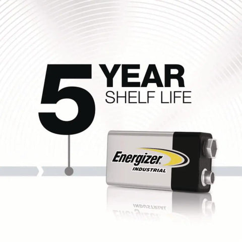 Heavy Duty 9V Industrial Alkaline Batteries Rock Solid Workhorse For High Current Drain Devices Pro Grade Dependability And No Sweat Reliable All Day Performance with 5 year shelf life.