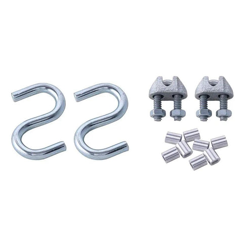 Heavy Duty Cable And Pulley Replacement Kit For Overhead Sectional Garage Doors, S hooks, clamps, and fasteners display