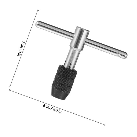 Three Piece Adjustable Ratcheting Tap Wrench Set With Detachable Bar For Handy One Hand Operation Durable Steel For Drills Taps Reamers And Manual Threading, 7 cm