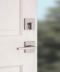 Vancouver Front Door Lock Set With Exterior Handleset And Reversible Interior Lever Satin Nickel Finish Pick Resistant SmartKey Rekey