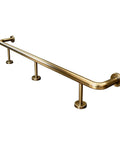 Heavy Duty Stainless Steel Bar Foot Rails And Kick Rack Brackets For Island Kitchens, beefy titanium gold footrest holder angled view.