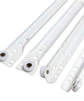 White 14 Inch Bottom Mount Euro Drawer Slides Pair With Nylon Roller Wheels, Powder Coat Finish, 75 Lb Capacity, Smooth Gliding For Cabinets And Furniture.