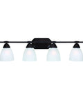 Four Light Bathroom Vanity Fixture In Oil Rubbed Bronze With White Alabaster Glass, Contemporary Vanity Light For Modern Bathrooms, Easy Install