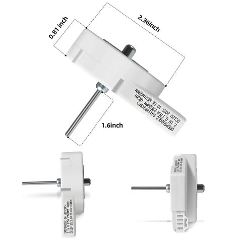 Drop-In Evaporator Fan Motor Replacement Part DA31-00146H DREP5020LC 12V DC 2.1W 0.175A 2950RPM, dimensions shown