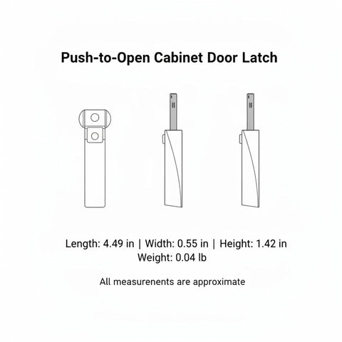 Dimensions of Push To Open Cabinet Latch Handle Free Touch Release For Kitchen Cabinets And Wardrobes Super Slim PP Plastic