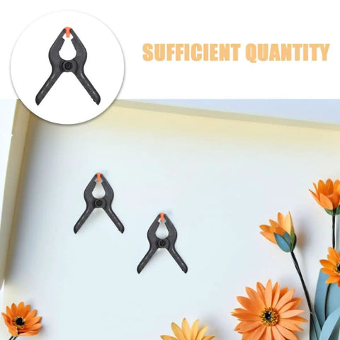 Top Tier Heavy Duty Spring Clamps Set For Woodworking And Photography Backdrops, Elastic Plastic Clips With Compact Design Great For Any Creative Project on white backdrop